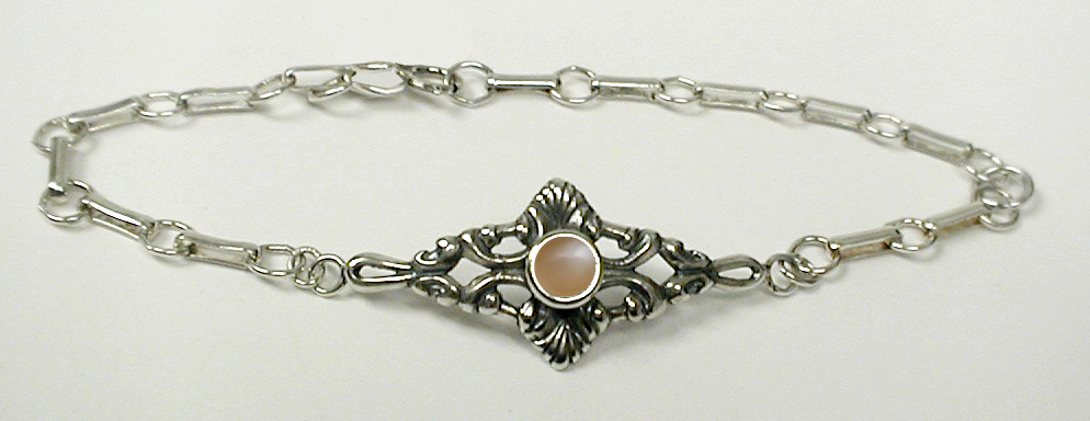 Sterling Silver Victorian Chain Bracelet with Peach Moonstone